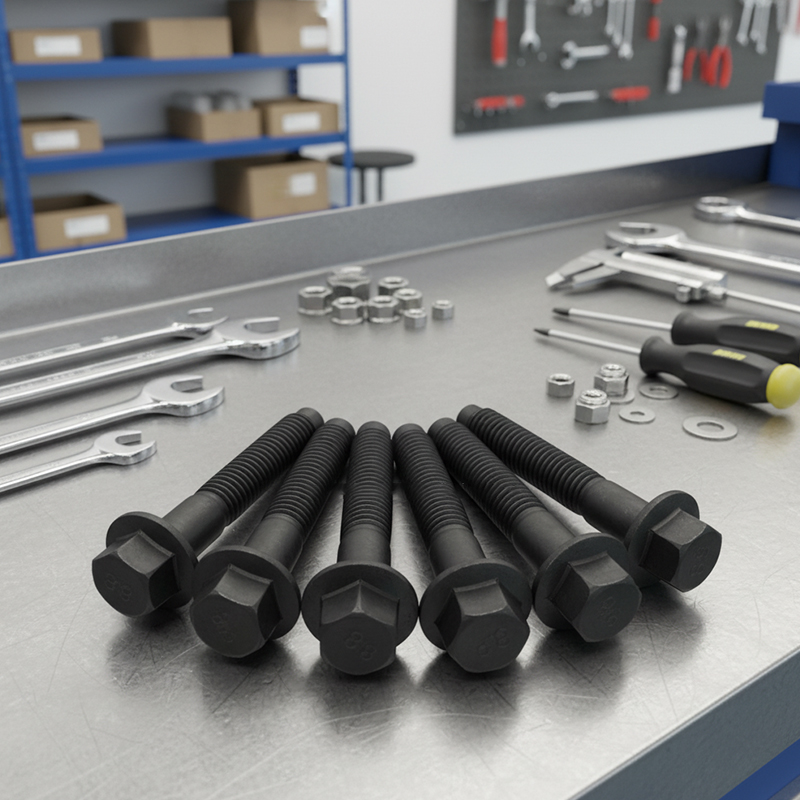 M8×40 Kolstål Grade 8.8 Svart cylinderhuvud flänsbultar M8×40 Kolstål Grade 8.8 Svart cylinderhuvud flänsbultar